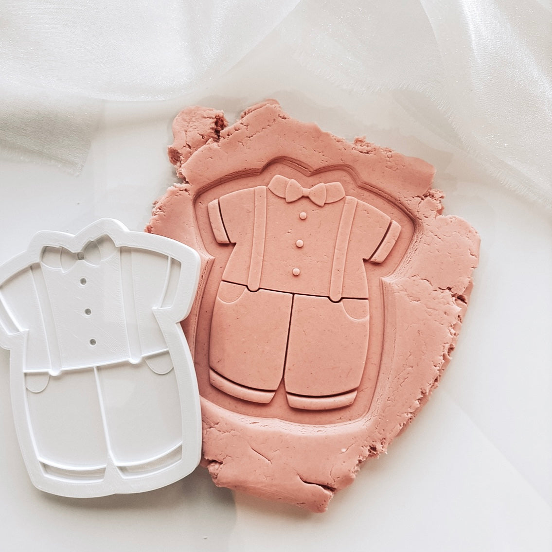 Outfit with bow and suspenders Baptism Boys outfit stamp and cutter