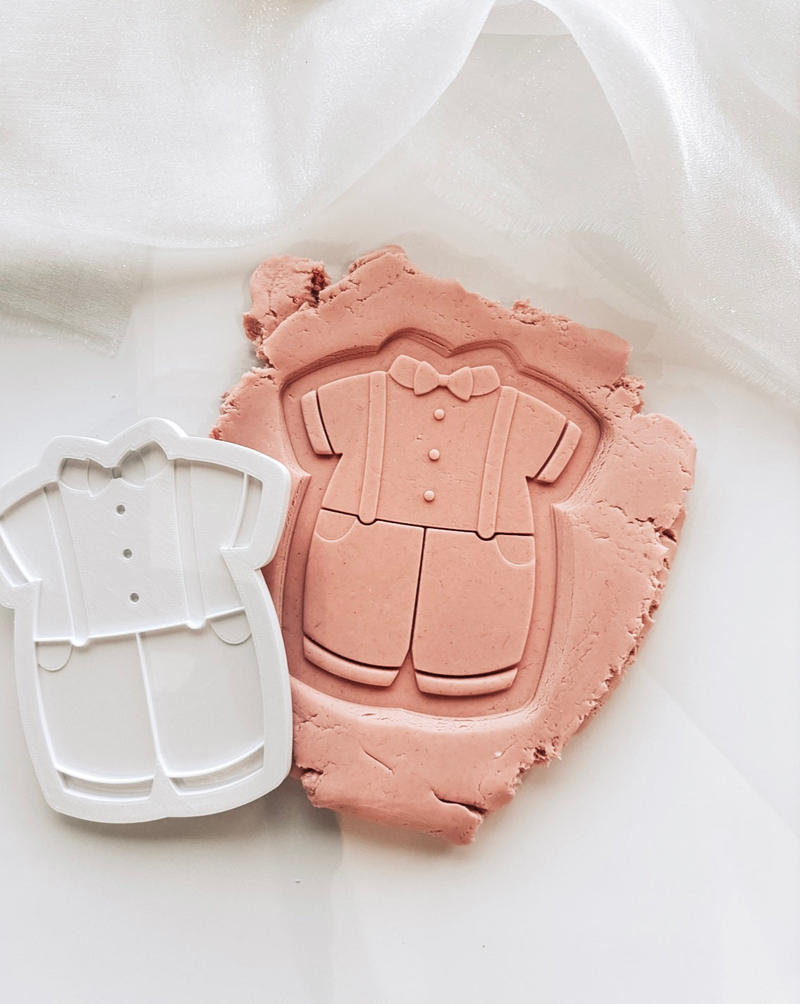 Outfit with bow and suspenders Baptism Boys outfit stamp and cutter