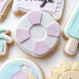 Pool float stamp and cutter