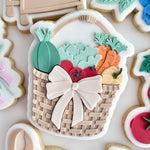 Farmers market basket with bow stamp & cutter