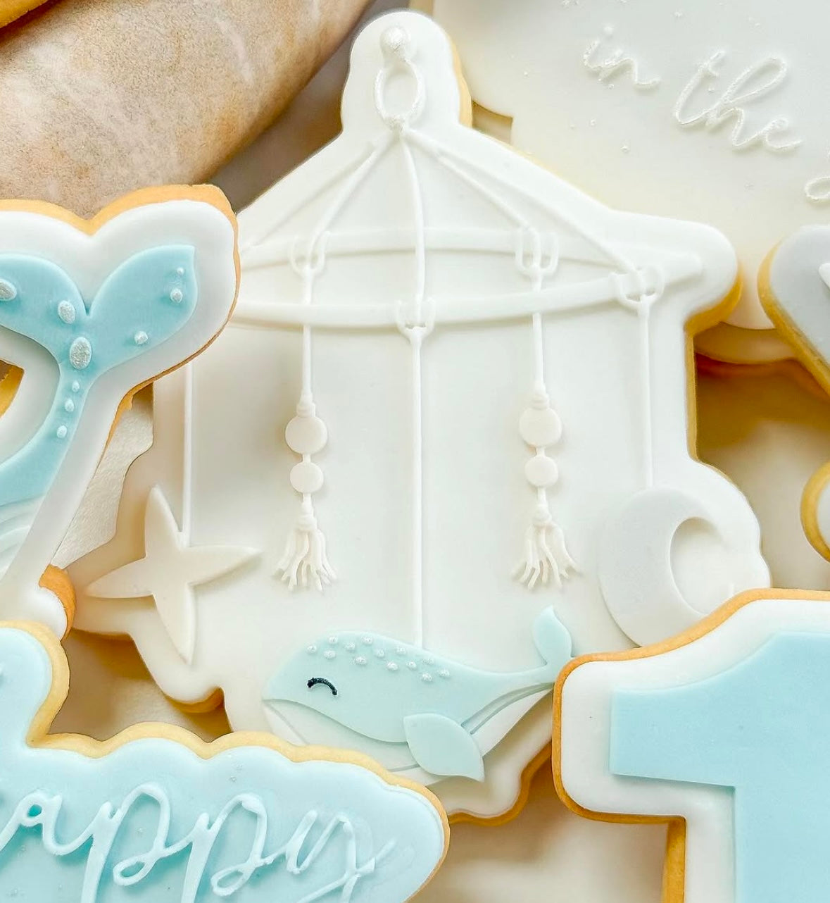 Mini whale Star & moon baby mobile stamp and cutter