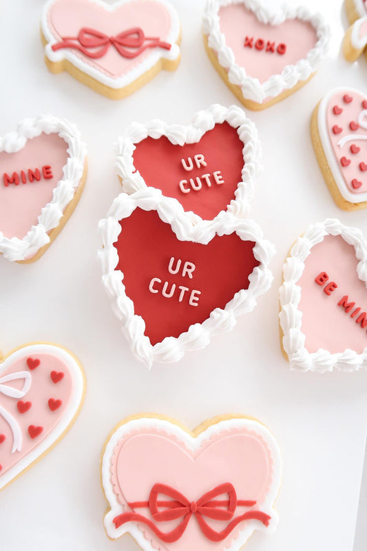 Simple font love messages set of 4 with heart shaped cutter