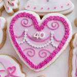 Piped cream heart shapes cake stamp and cutter