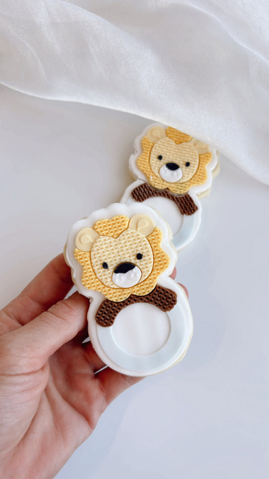 Bear Lion rattle ring debosser and cutter