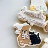 Bear with cute witches hat and cat stamp and cutter