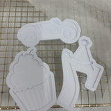 Odd Bunch- buttercream cupcake, 7 party hat & driverless race car