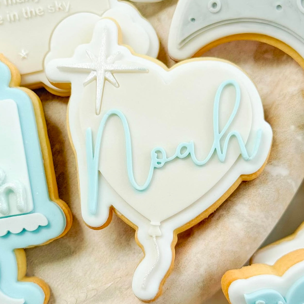 Customisable name on heart balloon First heavenly birthday stamp and cutter