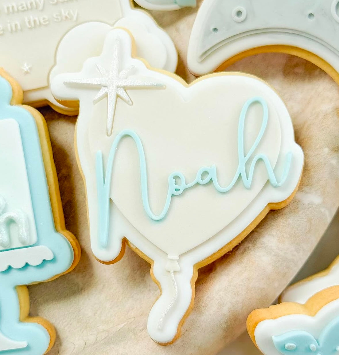 Customisable name on heart balloon First heavenly birthday stamp and cutter