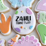 ___ TURNS FOUR egg stamp and cutter