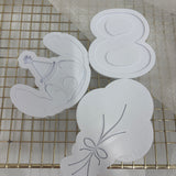Odd Bunch- stitch with party hat, 8 fancy number & blank balloons