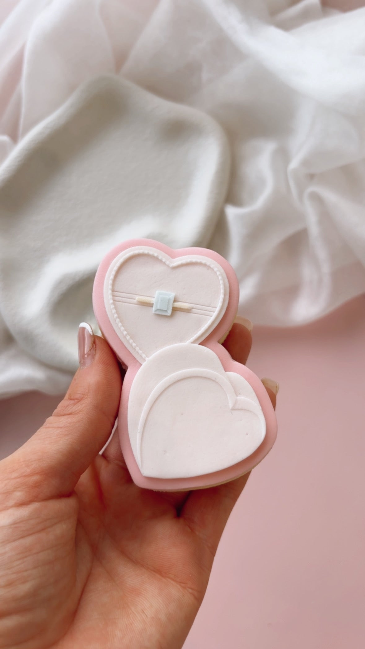 Heart shaped engagement ring bow debosser and cutter