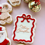 Merry Christmas Bow & ribbon frame debosser stamp and cutter
