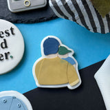 Father & Child  Caps Backward Silhouette Stamp and Cutter