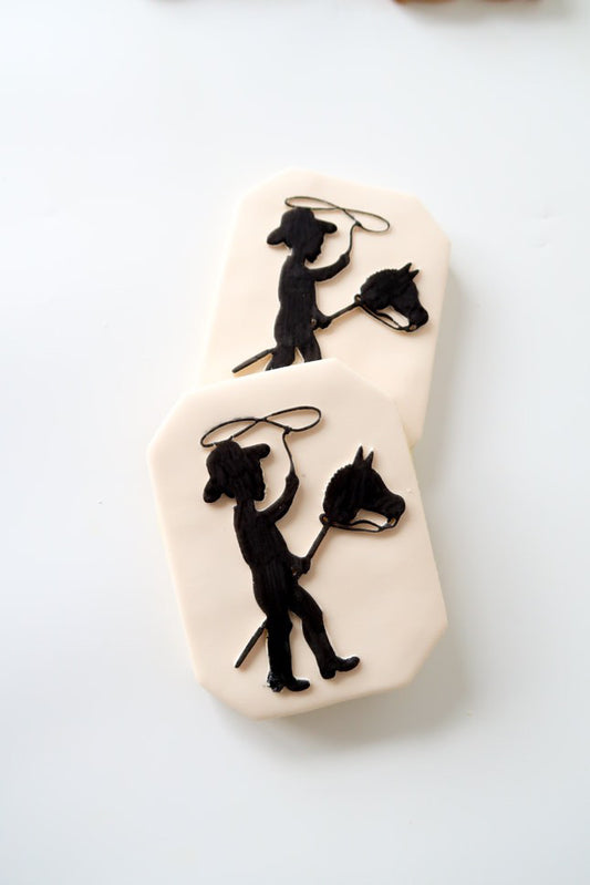 Little cowboy with lasso stamp and cutter