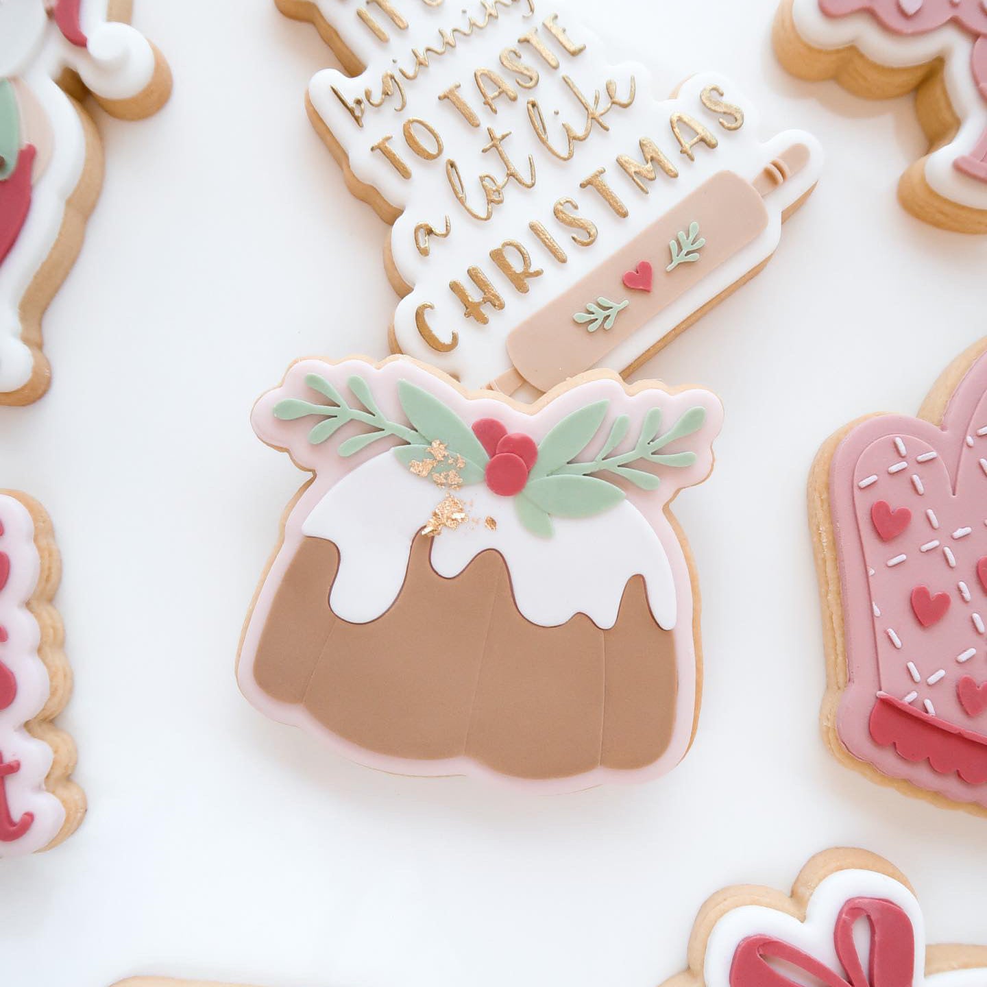 Christmas pudding with holly debosser and cutter