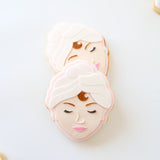 Woman’s face with towel plus mini cucumber slice set of stamps and cutters