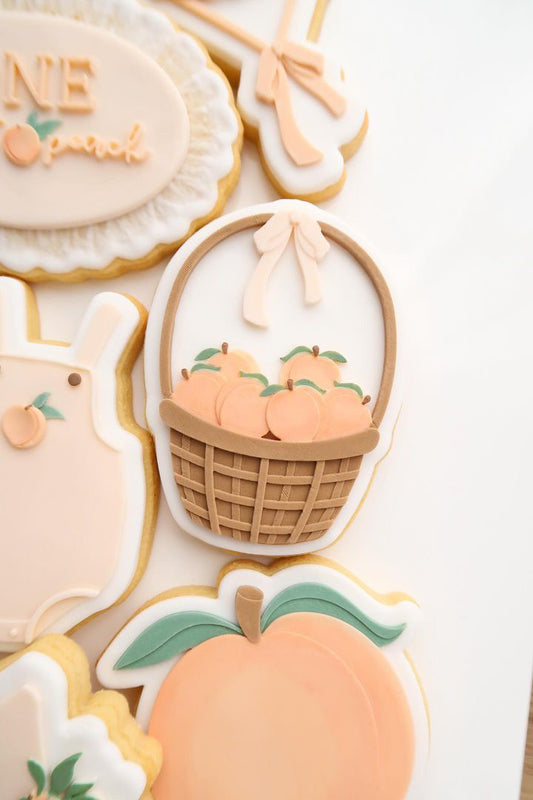 Peaches in basket stamp and cutter