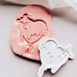 Customisable name on heart balloon First heavenly birthday stamp and cutter