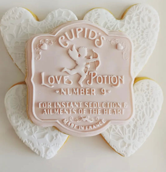 Cupid's love potion label stamp and cutter