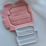 Happy Birthday Nike stacked shoe boxes stamp and cutter