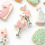 Dancing flamingo with party hat debosser and cutter