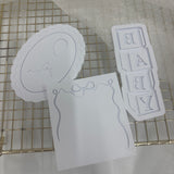 Odd Bunch- pooh with balloons on oval, baby blocks & ribbon rectangle
