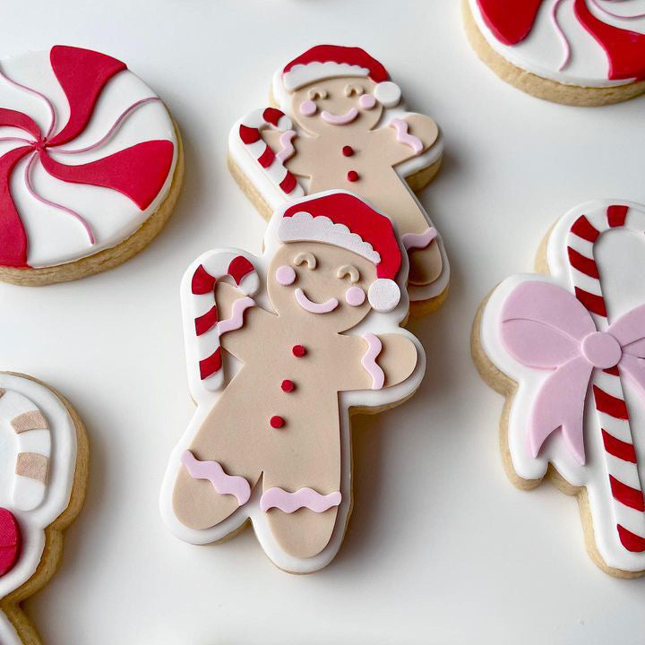 Gingerbread man with candy cane debosser and cutter