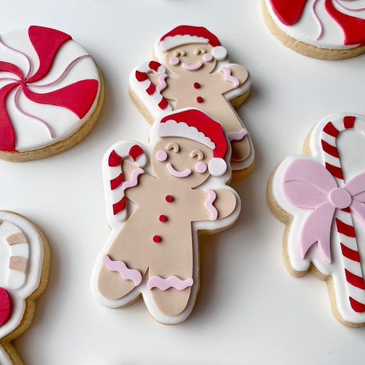 Gingerbread man with candy cane debosser and cutter