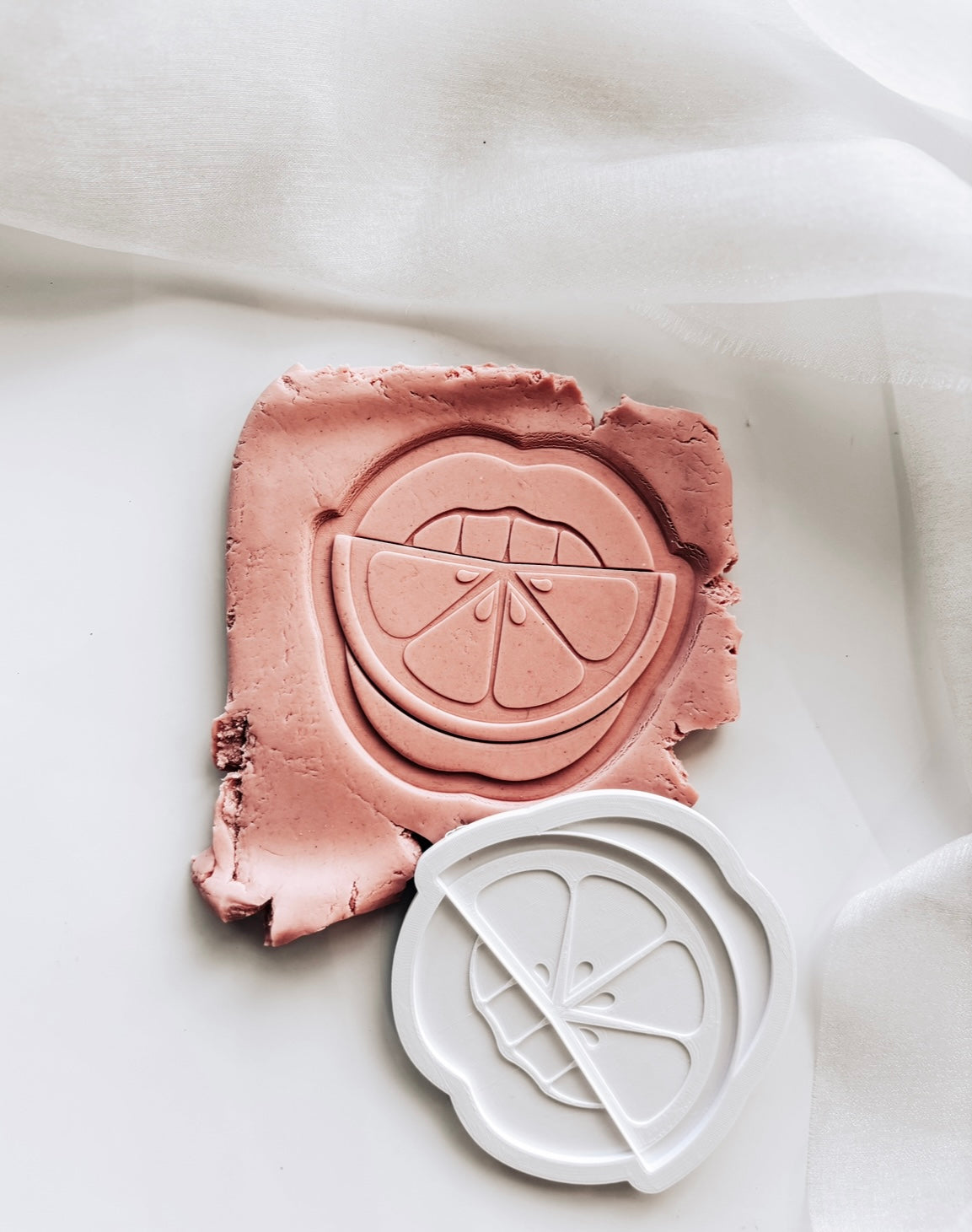 Mouth biting a lime stamp and cutters set
