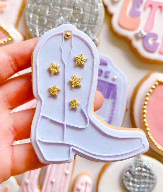 Cowgirl boot pop cookie stamp and cutter