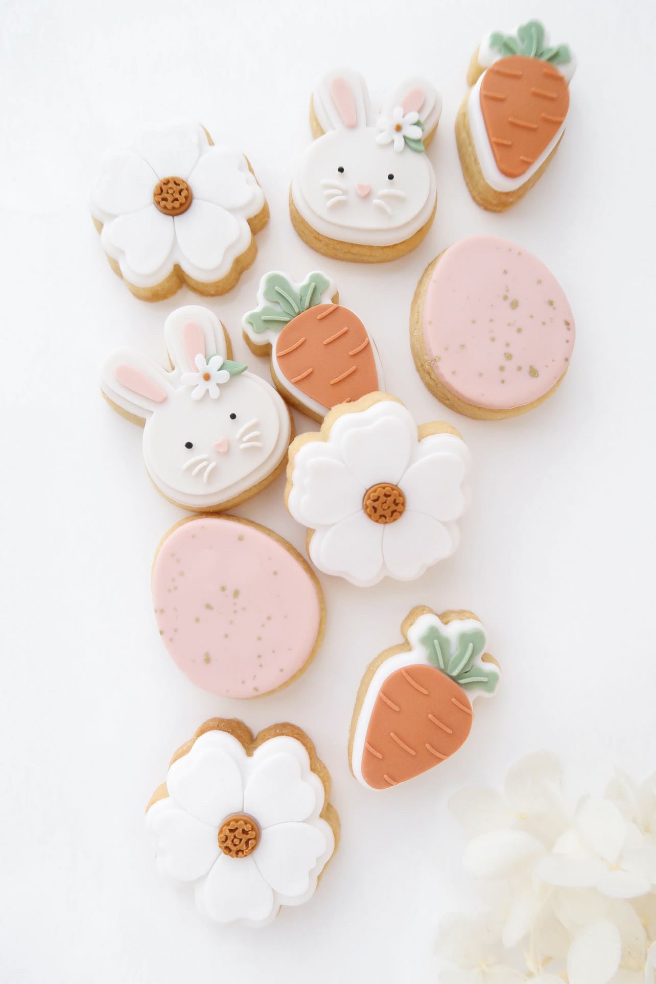 Boss Embossers Rabbit Bunny, flower, egg & carrot mini set of 4 stamps and cutters– Boss ...