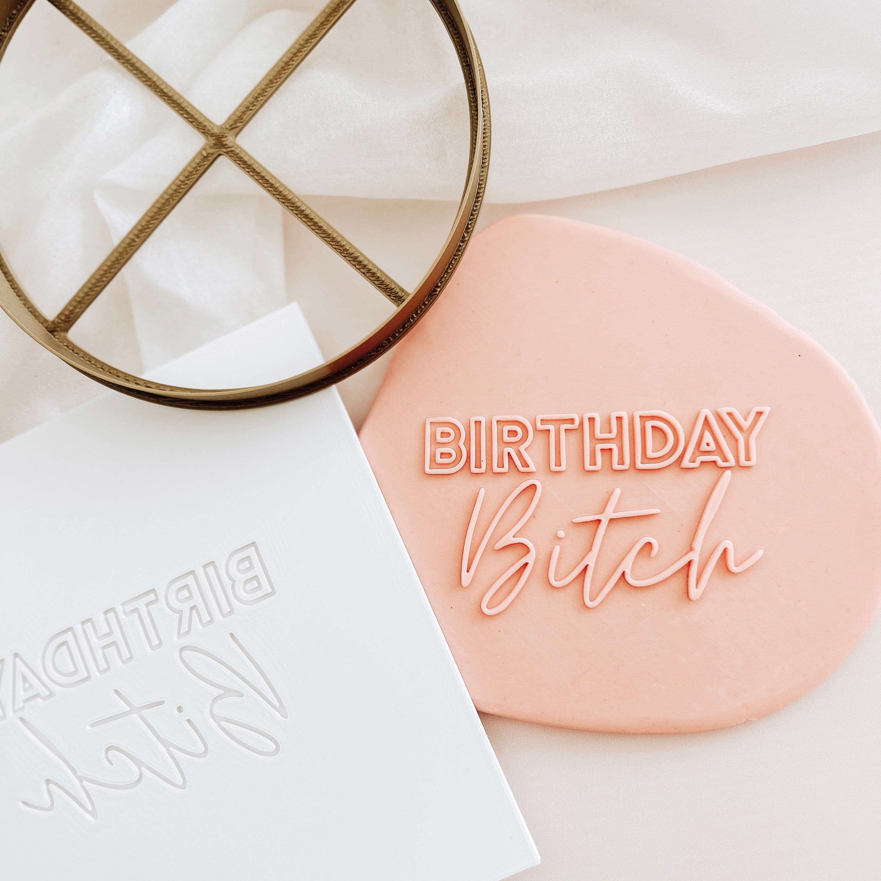Birthday bitch cake plate and cutter