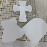 Odd Bunch- christening dress, cross with inlay & baptism ach with cross