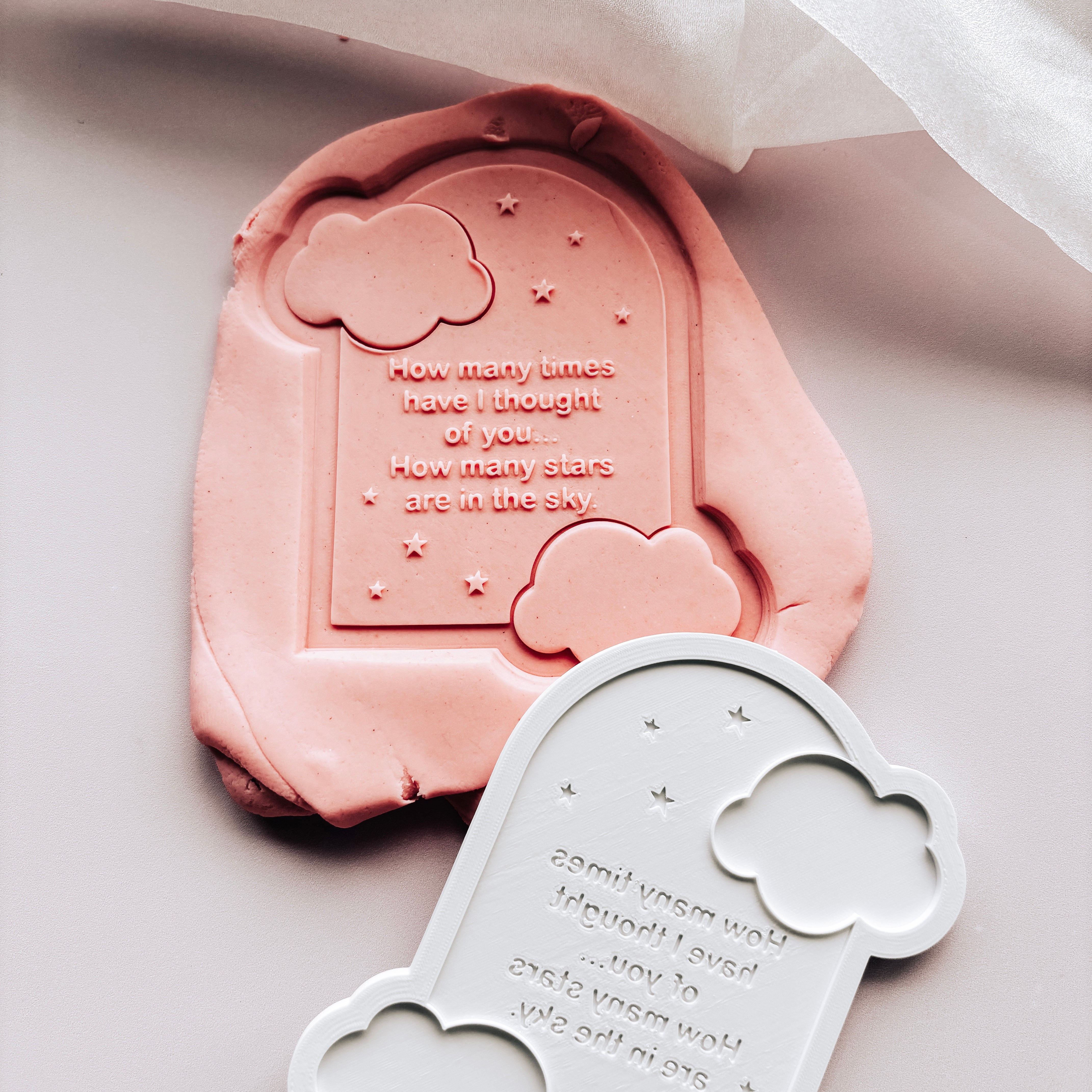 Sweet quote in cloud arch stamp and cutter