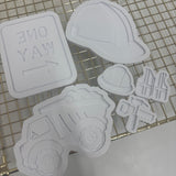 Odd Bunch- one way sign, dump truck, hard hat & construction mini