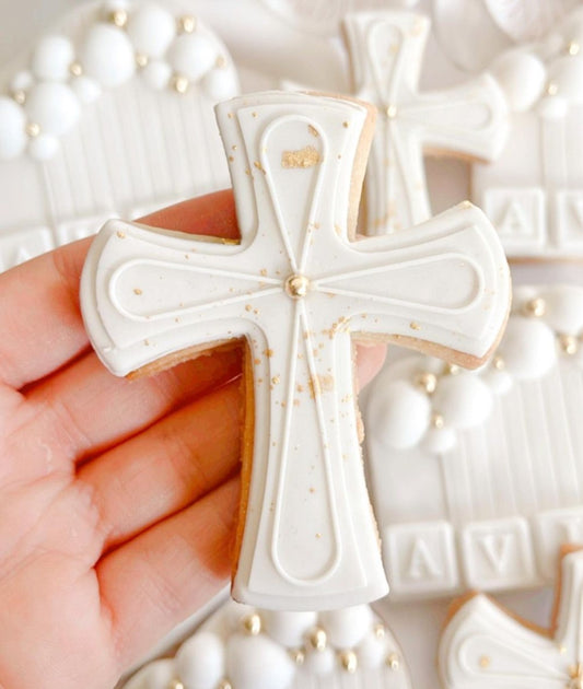 Elegant cross “Pop” cookie stamp and cutter
