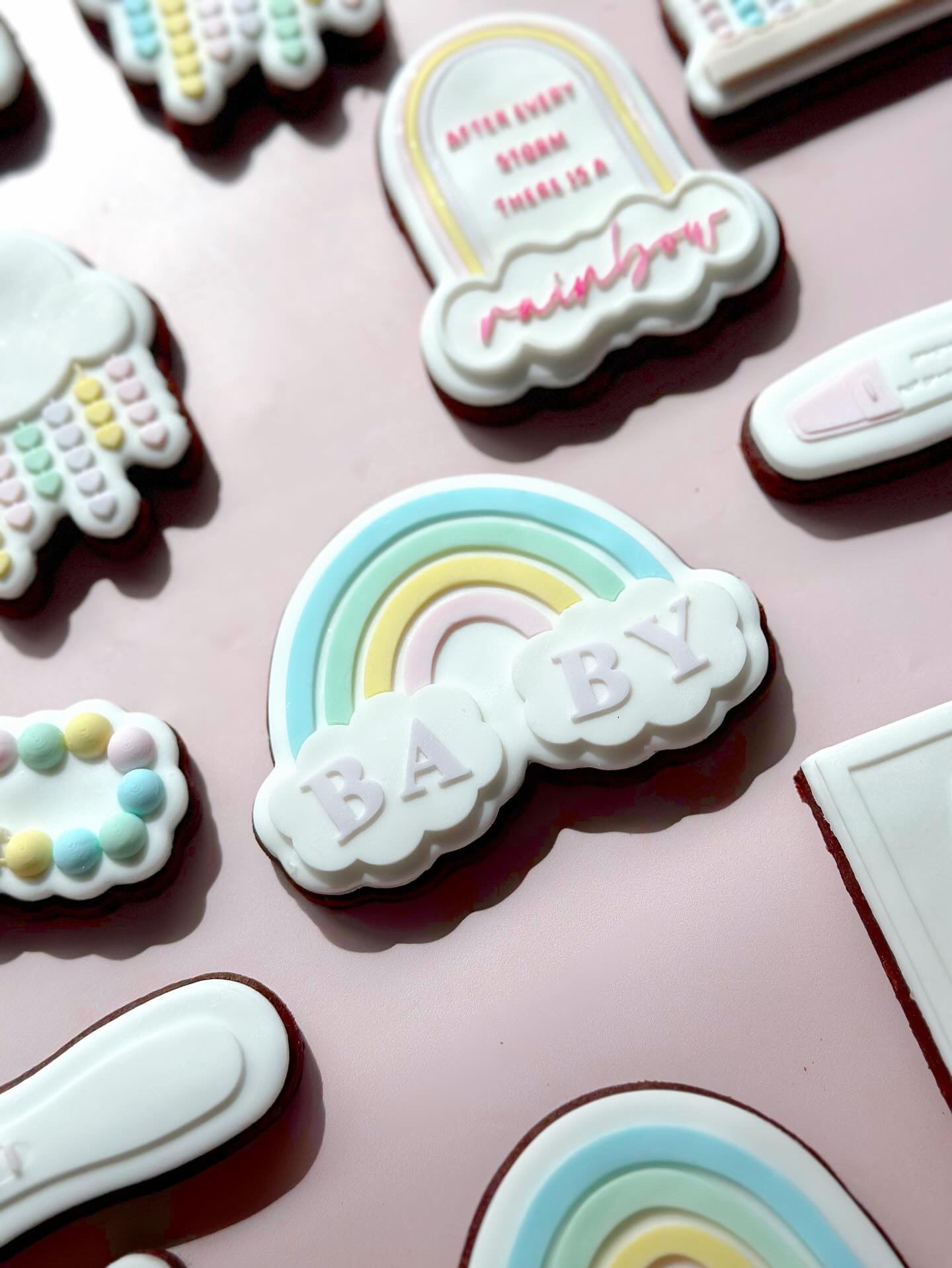 Abstract rainbow with clouds BA BY stamp and cutter– Boss Embossers