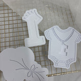 Odd Bunch- blank balloon string, one with crown & onesie with chain
