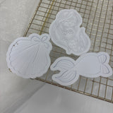 Odd Bunch- shell with bow, mermaid tail & mermaid embosser
