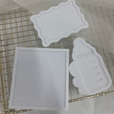 Odd Bunch-knitted pattern, baby bottle with room for embellishment & wavy rectangle