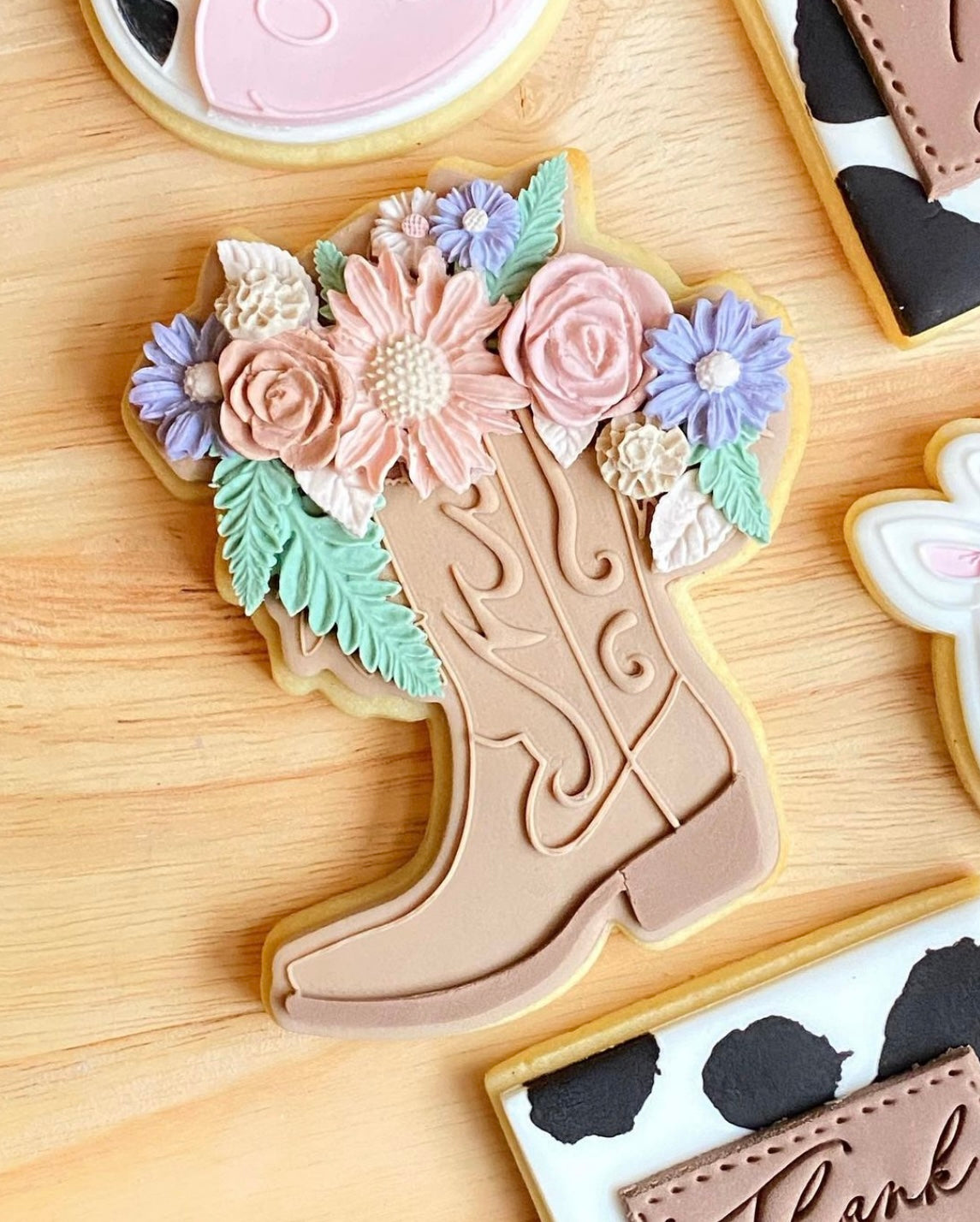 Shania- Cowgirl boot with Florals Cookie Stamp and Cutter