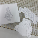 Odd Bunch- detail Christmas tree, bauble with bow & Merry Christmas font plate