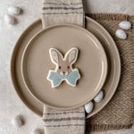 Elegant bunny head with bow stamp and cutter
