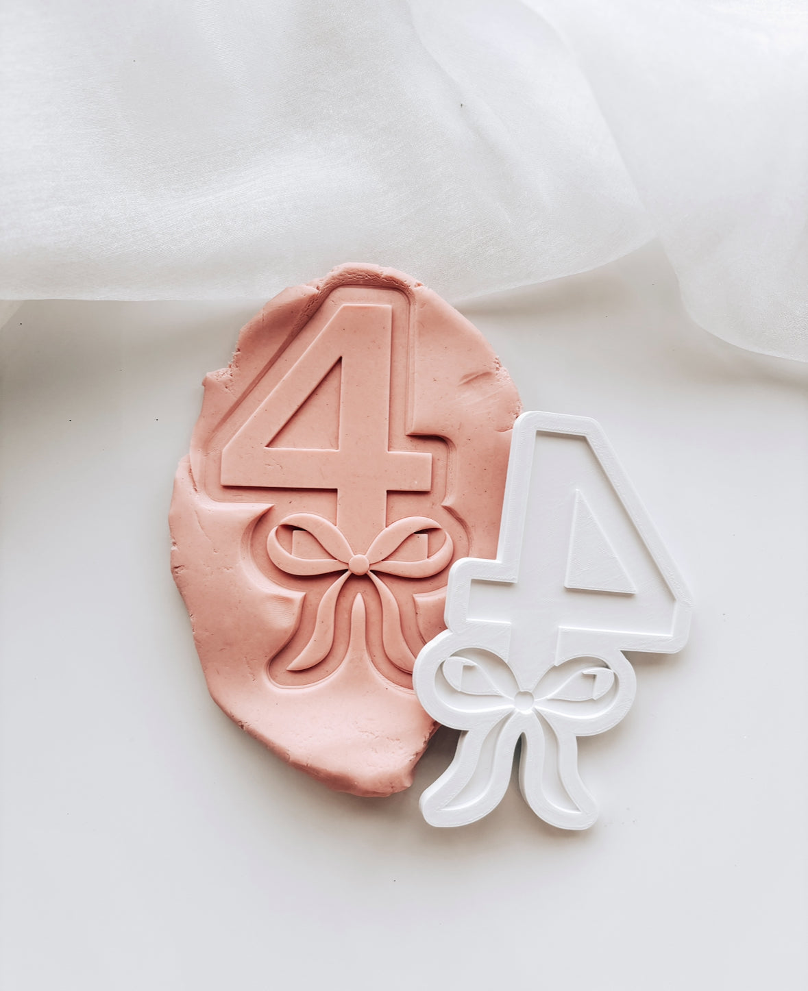 Single Number with ribbon bow stamp and cutter