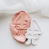 Single Number with ribbon bow stamp and cutter