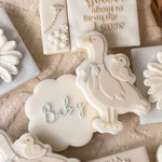 Standing mother goose with baby & bow stamp & cutter