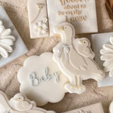 Standing mother goose with baby & bow stamp & cutter