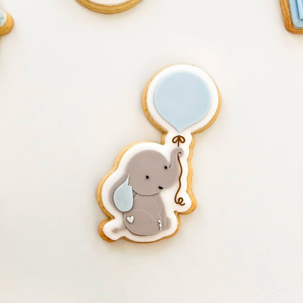 Sweet baby elephant with balloon stamp and cutter