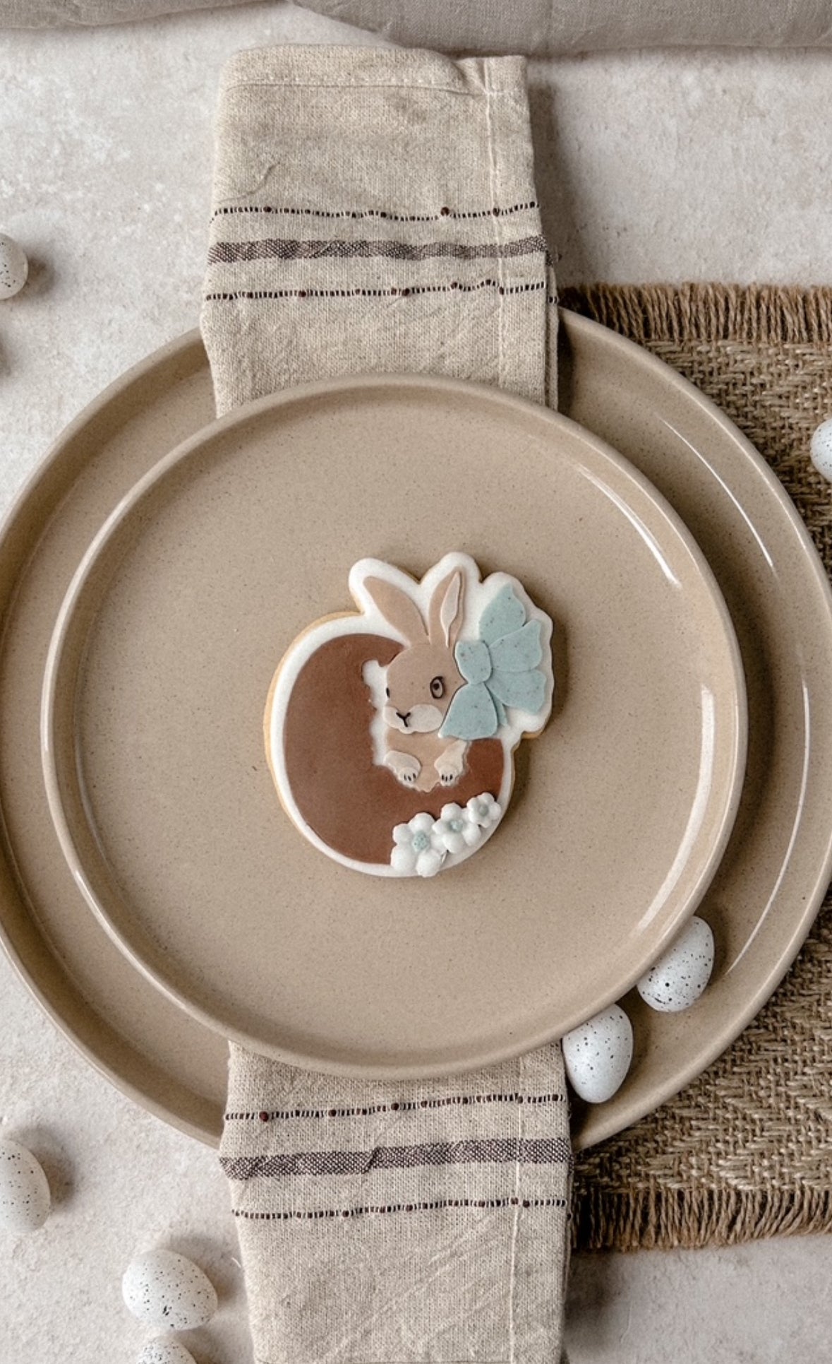 Elegant bunny with bow in egg stamp and cutter