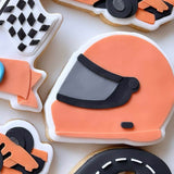 Grand Prix race car helmet cookie stamp and cutter